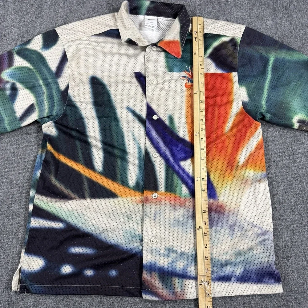 Nike Resort Shirt Mens Large Mesh Button Up Tropical Beach Embroidered